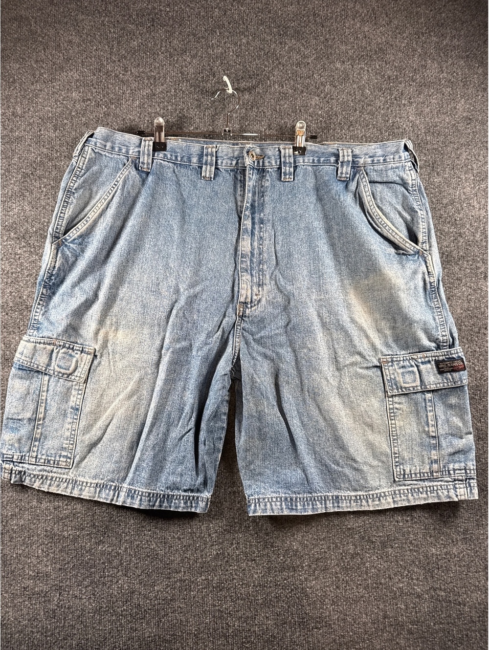 Wrangler Jeans Co Cargo Denim Shorts Mens Blue Jean Carpenter Utility 90s Y2K
